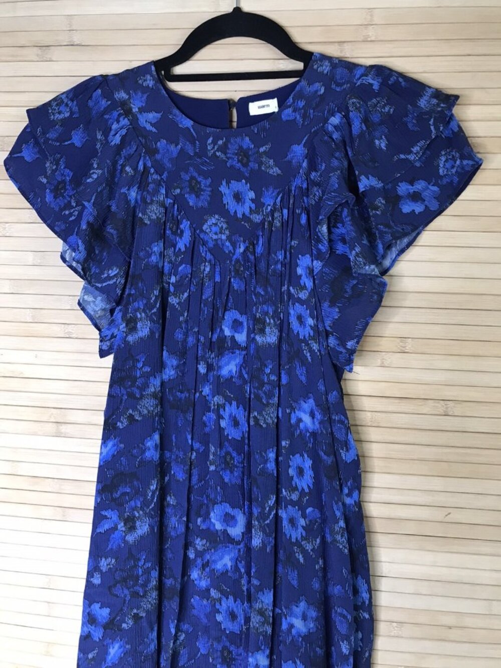 Warm NY Madewell Silk Kiss Maxi Dress Blue floral gorgeous sz 1 - Picture 5 of 8